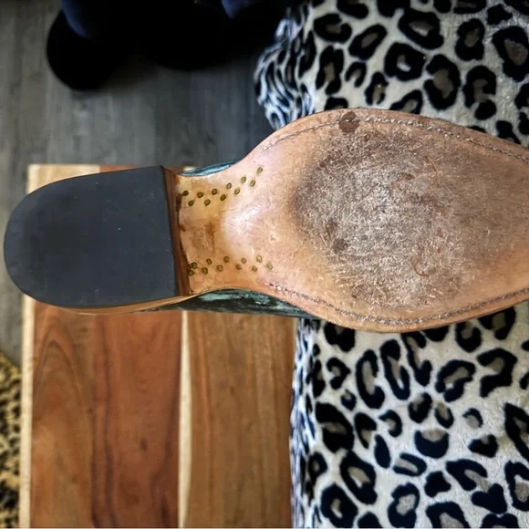 Luchasse Diva Turquoise and Black Leather Boots - Picture 5 of 6